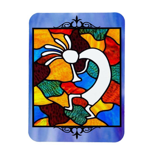 Kokopelli - lagrad glasmagnet magnet (Vertikal)