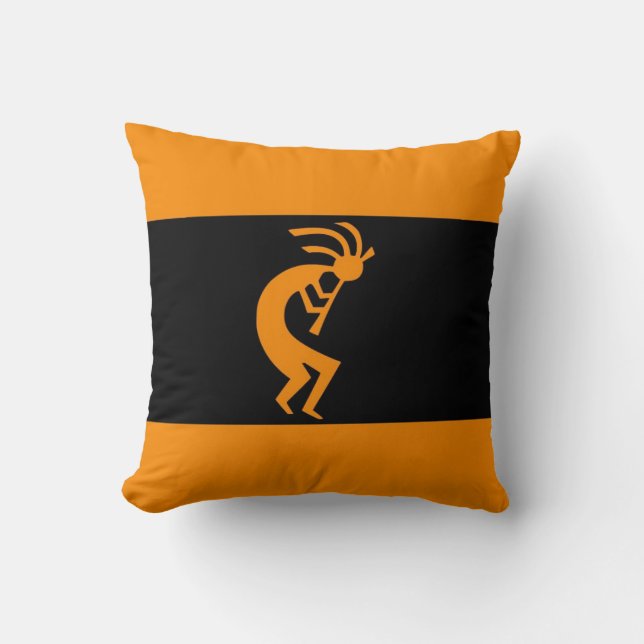 Kokopelli lång orange kudde (Framsida)