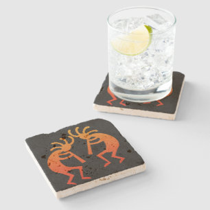 Kokopelli lantlig Southwestern designTravertine Stenunderlägg