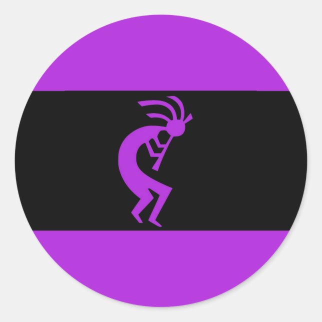 Kokopelli Lila Runt Klistermärke (Framsida)