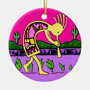 Kokopelli lycka tillprydnad julgransprydnad keramik