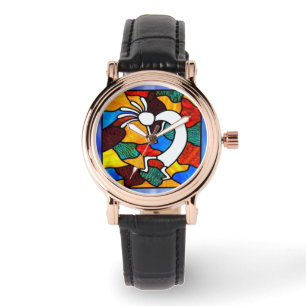 Kokopelli målat glass armbandsur