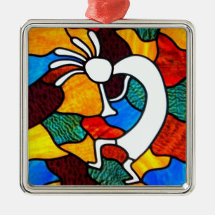 Kokopelli målat glass julgransprydnad metall