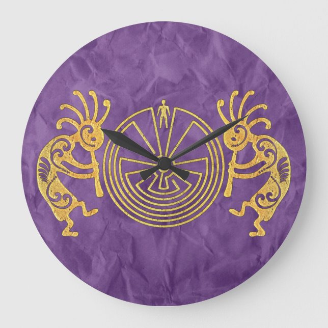 KOKOPELLI / MAN I MAZE guld + era idéer Stor Klocka (Framsida)