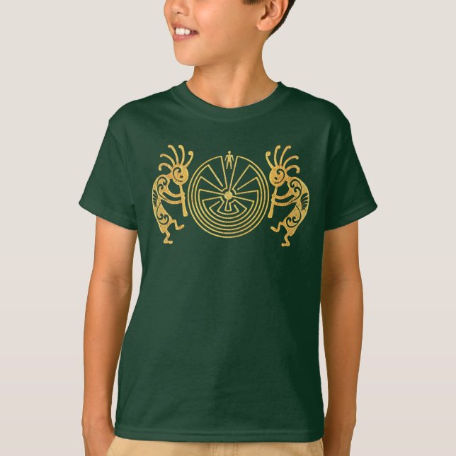 KOKOPELLI/MAN I MAZEguldet + dina idéer T Shirt (Framsida)