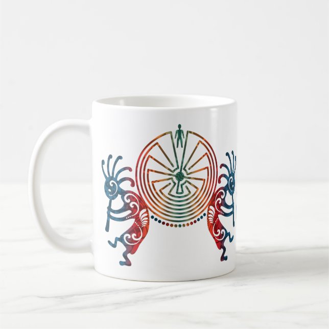 KOKOPELLI/MAN I MAZEN + din monogram Kaffemugg (Vänster)