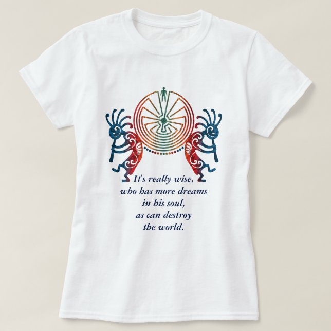 KOKOPELLI/MAN I MAZEN + din text Tee Shirt (Design framsida)