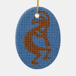 Kokopelli med Flute Mosaic Tiled Mönster Julgransprydnad Keramik