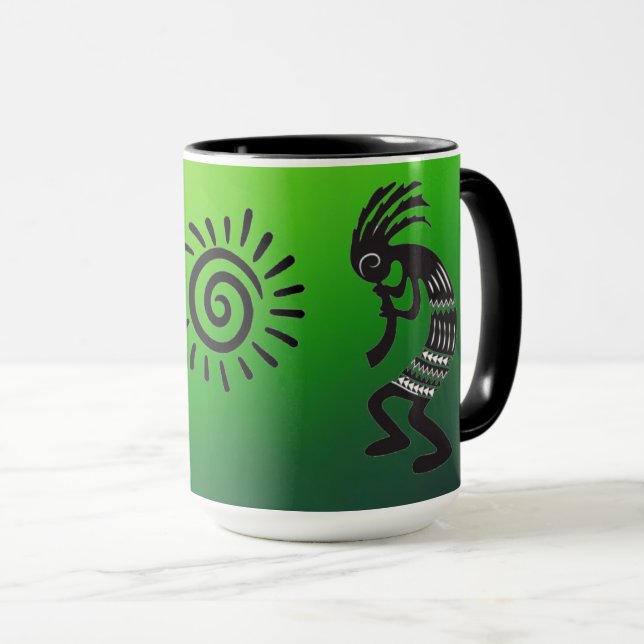 Kokopelli med inhemsk amerikansk Sol-symbol Mugg (Framsida höger)