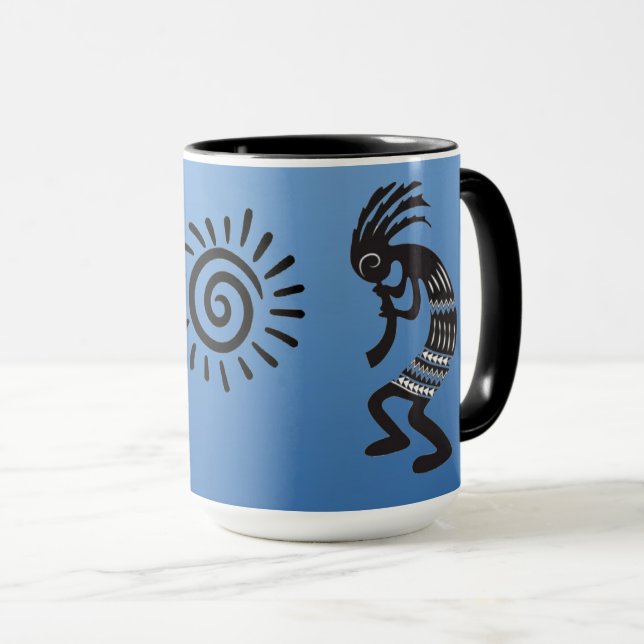 Kokopelli med inhemsk amerikansk Sol-symbol Mugg (Framsida höger)