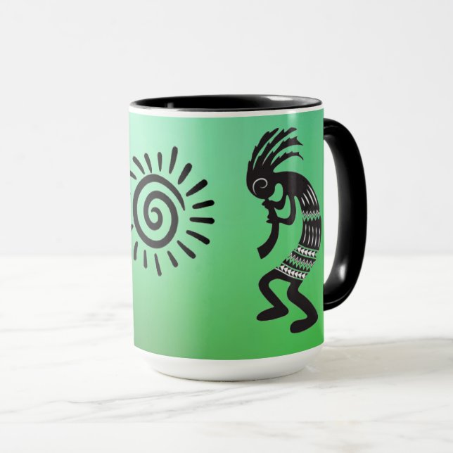 Kokopelli med inhemsk amerikansk Sol-symbol Mugg (Framsida höger)