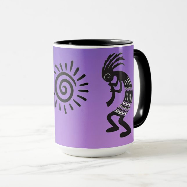 Kokopelli med inhemsk amerikansk Sol-symbol Mugg (Framsida höger)