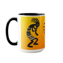 Kokopelli med inhemsk amerikansk Sol-symbol