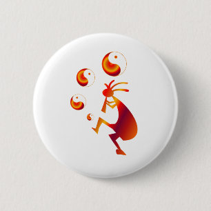 Kokopelli med Red Yin Yang Knapp