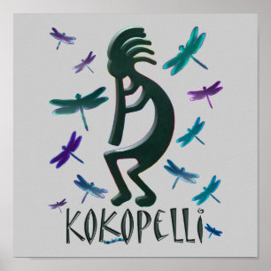 Kokopelli med sländor poster