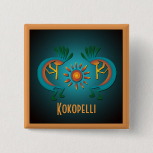 Kokopelli med Sol Anpassningsbar Button Knapp