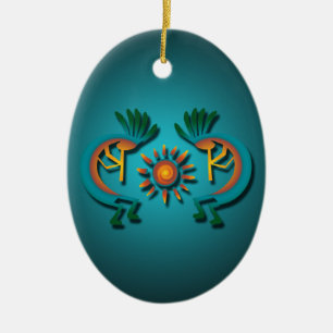 Kokopelli med Sol Anpassningsbar jul Ornamet Julgransprydnad Keramik