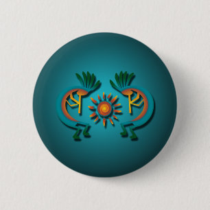 Kokopelli med Sol-Button Knapp