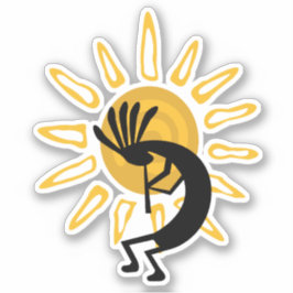 Kokopelli med Sol Guld Vinyl Sticker Klistermärken