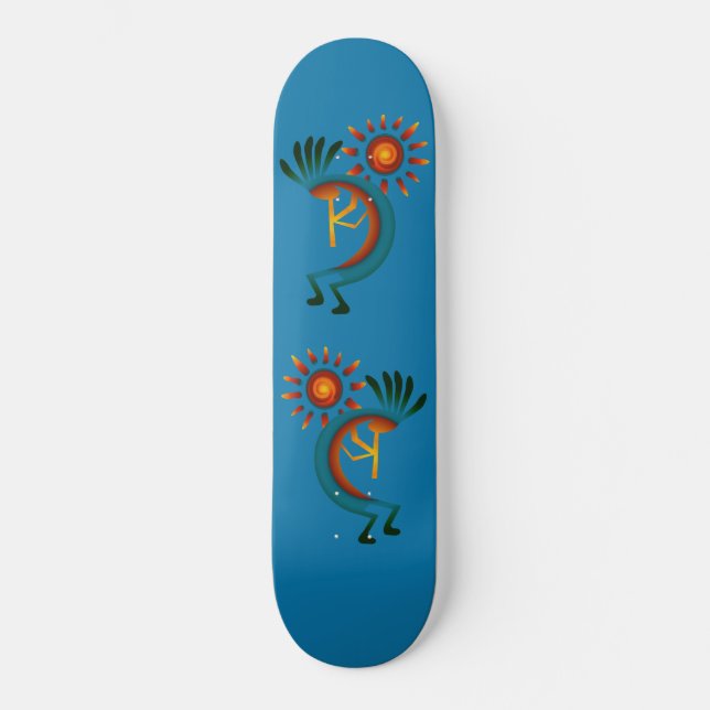 Kokopelli med Sol Mini Skateboard Bräda 18,5 Cm (Framsida)