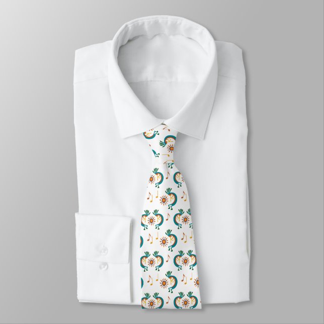 Kokopelli med Sol Mönster White Neck Tie Slips (Bunden)