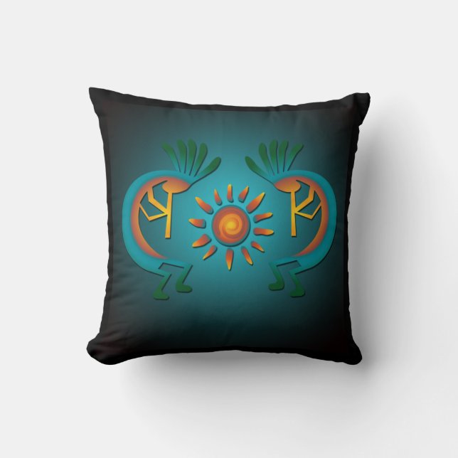 Kokopelli med Sol Sq Pillow Kudde (Framsida)