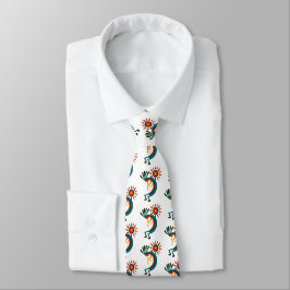 Kokopelli med Sol White Neck Tie Slips