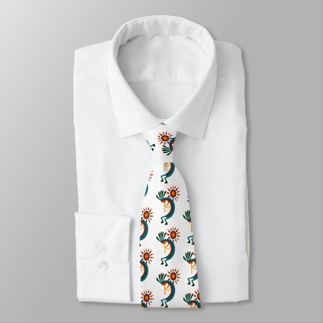 Kokopelli med Sol White Neck Tie Slips (Bunden)