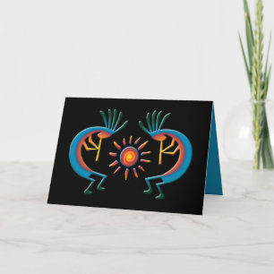Kokopelli med svarta hälsningskort Sol Southwest Kort