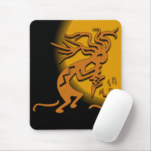 Kokopelli Merrymakermusiker under månsken Musmatta