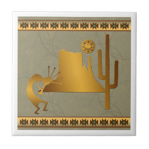 Kokopelli Mesa & Cactus Set #2 Kakelplatta