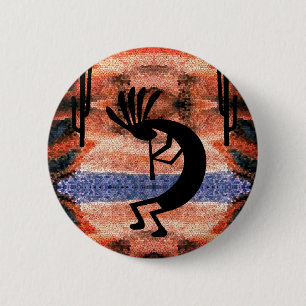Kokopelli Moasic Desert Sunset liggande Knapp