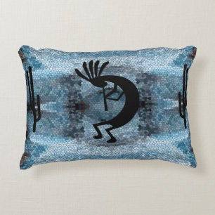 Kokopelli mosaikblått sydväst prydnadskudde