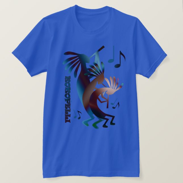 Kokopelli Music Dance Royal Blue T T-shirt (Design framsida)