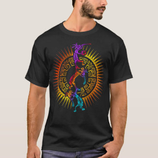 Kokopelli Musician Acrobats  Mandala Sun 1  Fan T Shirt