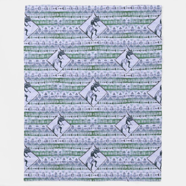 Kokopelli - Native American Seamless Mönster 2 Fleecefilt (Framsidan)