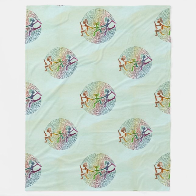 Kokopelli - Native American Seamless Mönster 5 Fleecefilt (Framsidan)