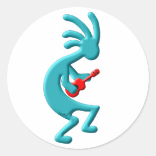 Kokopelli Native American Ukulele Runt Klistermärke