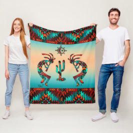 Kokopelli och Cactus Fleecefilt