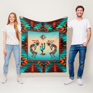 Kokopelli och Cactus Fleecefilt