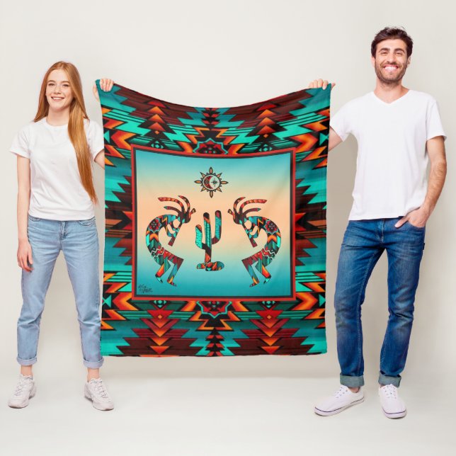 Kokopelli och Cactus Fleecefilt (På plats)