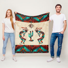 Kokopelli och Cactus Fleecefilt