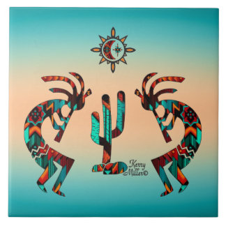 Kokopelli och Cactus Kakelplatta