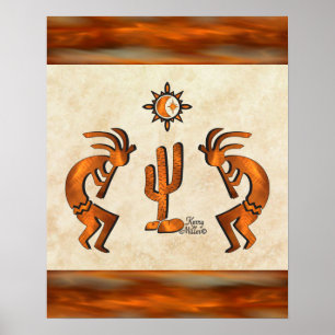 Kokopelli och Cactus Poster
