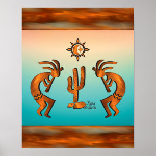 Kokopelli och Cactus Poster