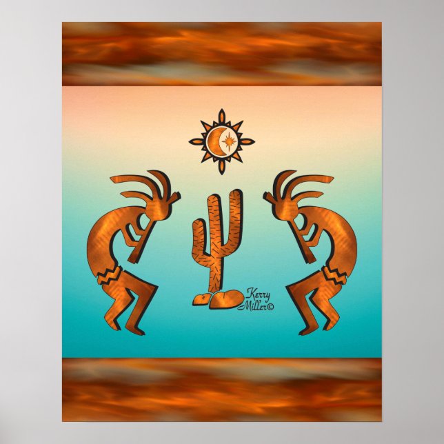 Kokopelli och Cactus Poster (Framsidan)