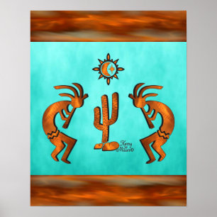 Kokopelli och Cactus Poster