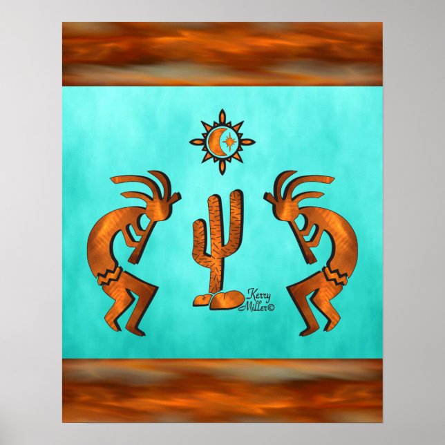 Kokopelli och Cactus Poster (Framsidan)