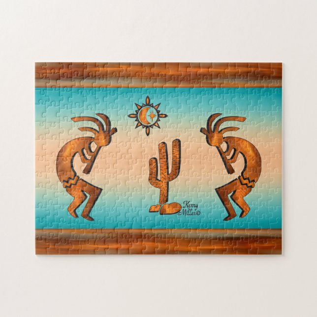 Kokopelli och Cactus Pussel (Horisontell)