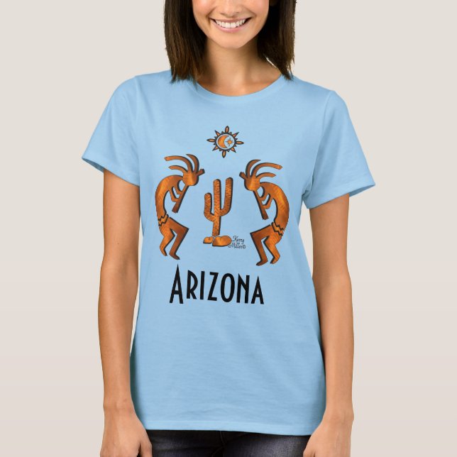 Kokopelli och Cactus T Shirt (Framsida)